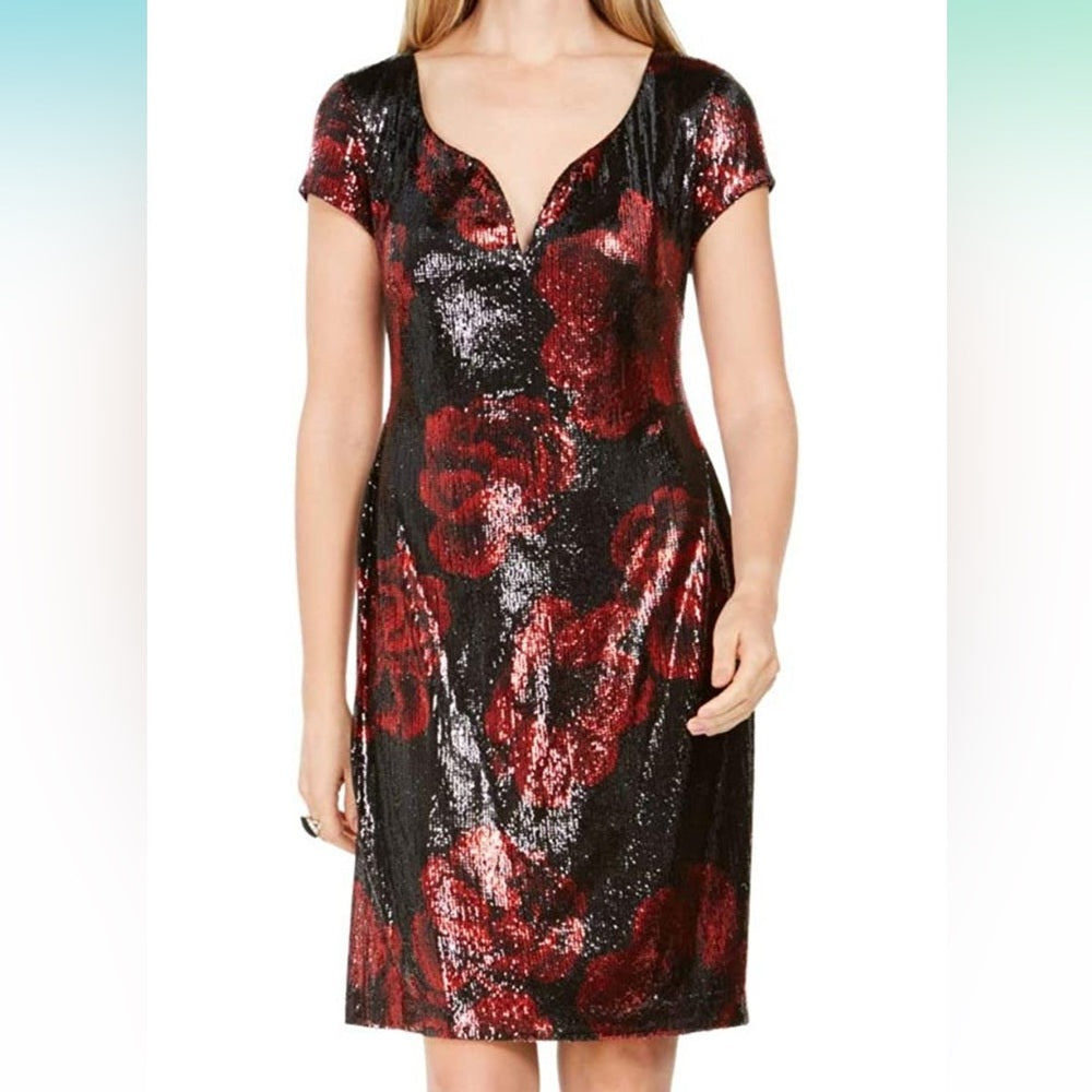 Women’s Formal Dress Connected Apparel Size 8 , 12 Floral Allover Sequined Blac
